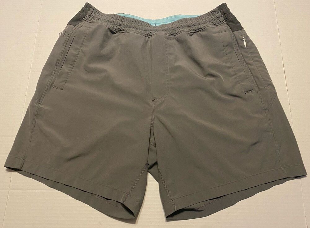 Birddogs Mens Pull On Stretch Athletic Shorts Size L Gray Drawstring Workout